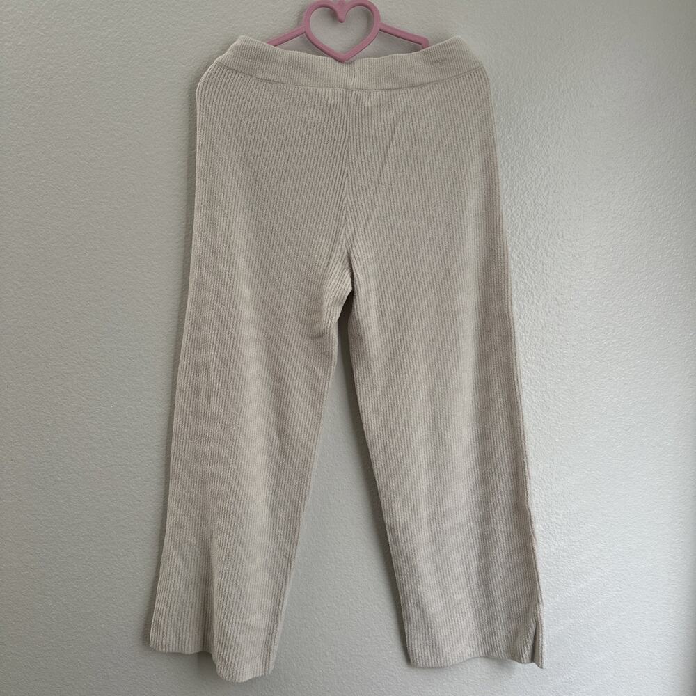 Barefoot Dreams Cozychic Textured Crop Pants Cream SZ XS - Picture 2 of 8